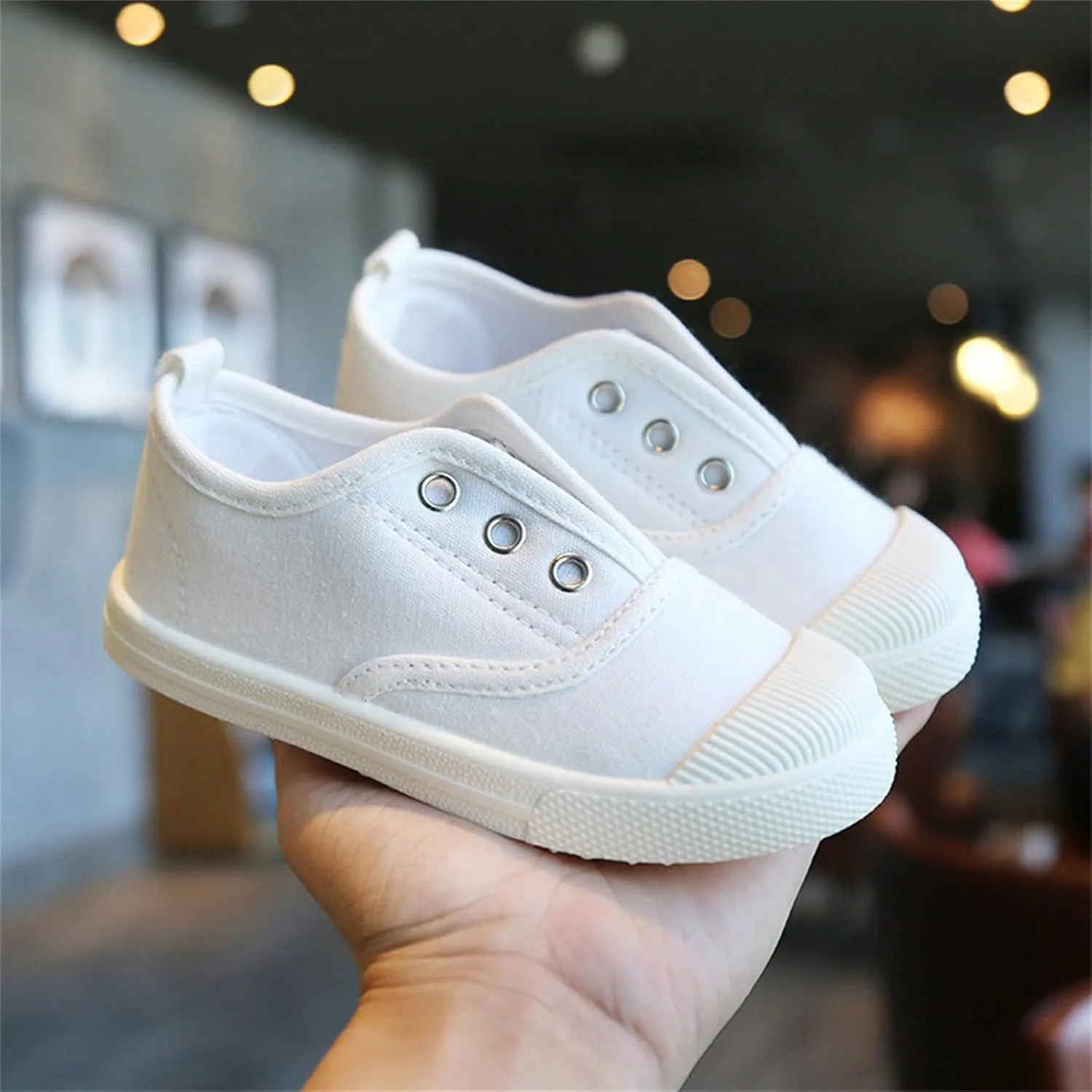 1 to 9 Years Boy Girl Slip On Canvas Sneaker, Kids Low Top Casual Fashion Shoes, Comfy Lace-Up Walking Shoes