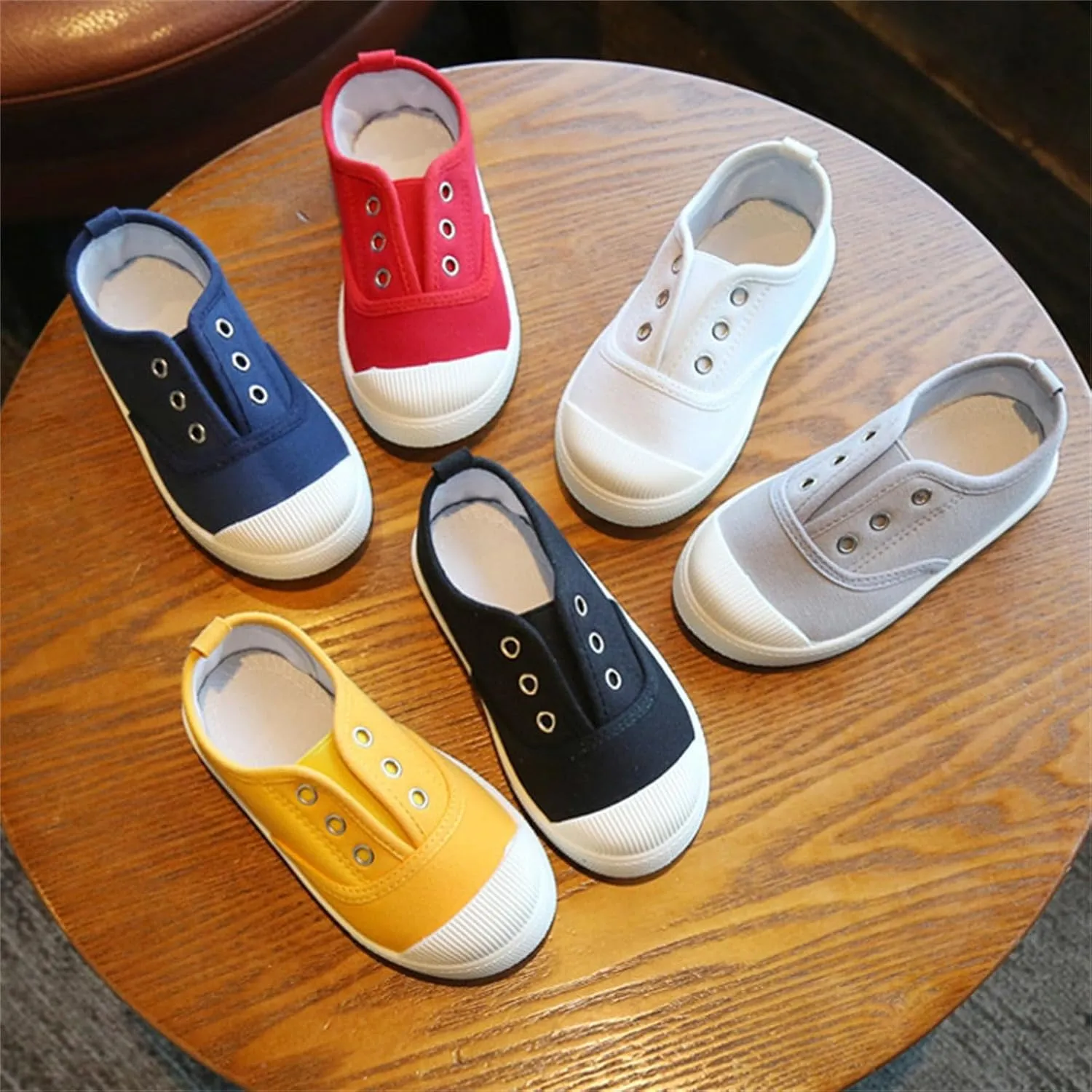 1 to 9 Years Boy Girl Slip On Canvas Sneaker, Kids Low Top Casual Fashion Shoes, Comfy Lace-Up Walking Shoes
