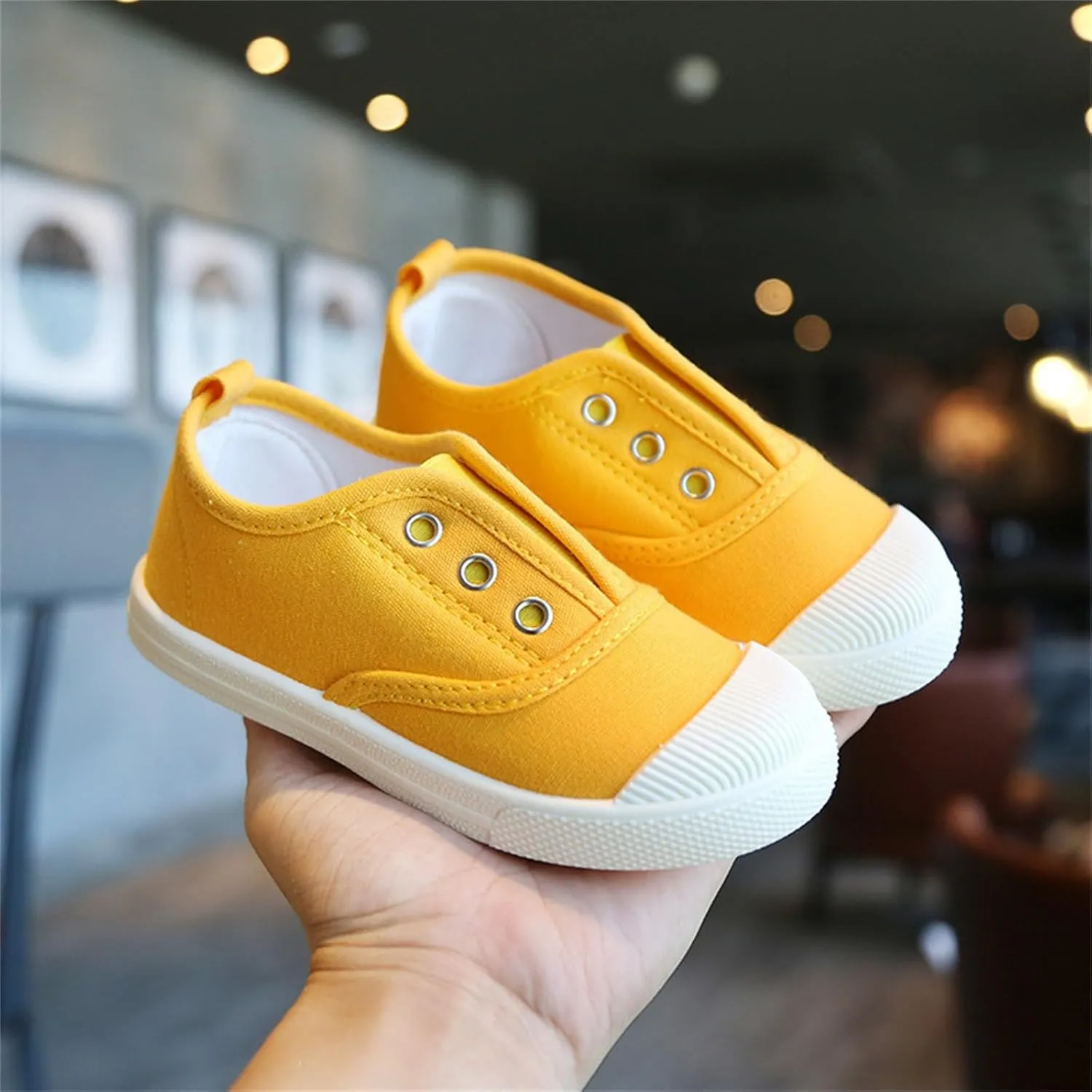 1 to 9 Years Boy Girl Slip On Canvas Sneaker, Kids Low Top Casual Fashion Shoes, Comfy Lace-Up Walking Shoes