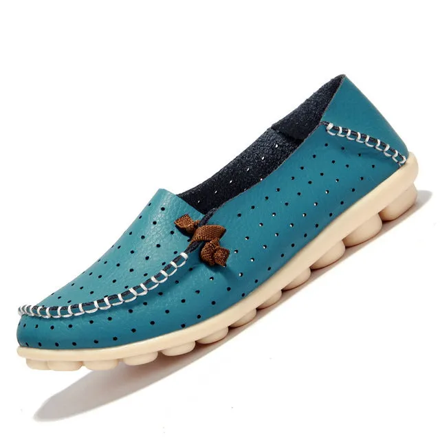 A Genuine leather summer women flats shoes female casual flat shoes women loafers shoes slips soft leather red flat women shoes