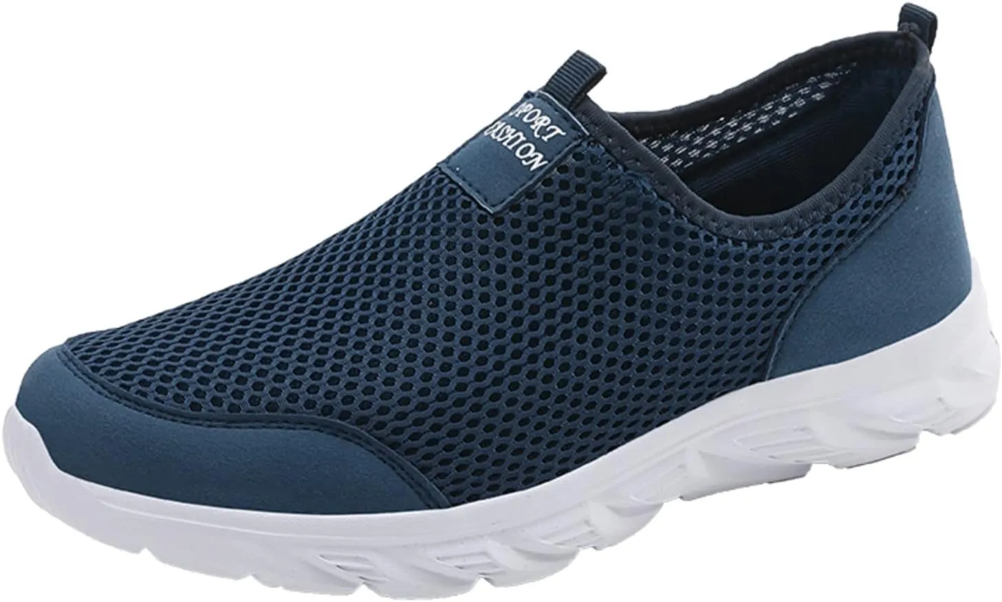 Arch Support Walking Shoes for Men Slip on Lightweight Breathable Fashion Sneaker Soft Flat Soled Elderly Shoes