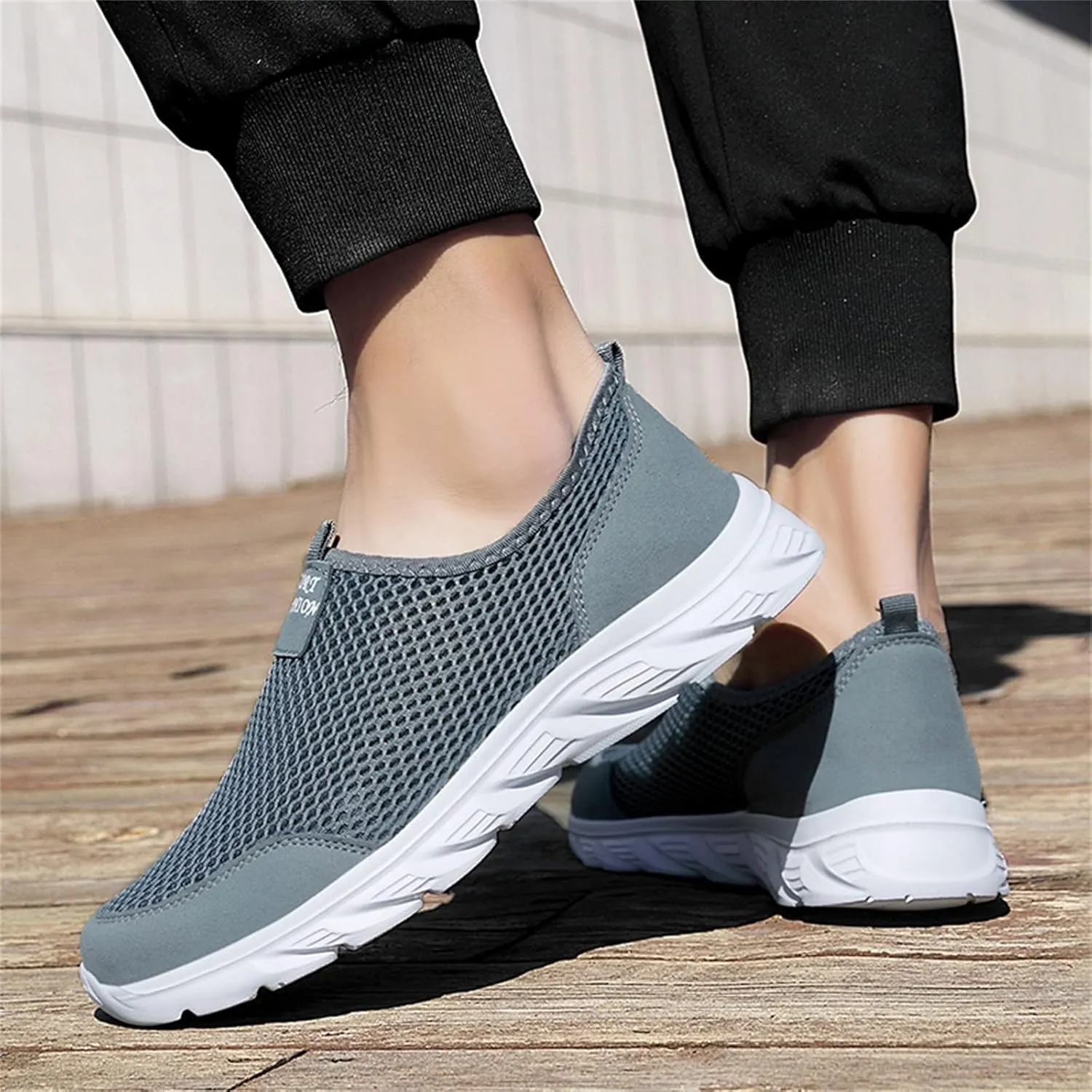 Arch Support Walking Shoes for Men Slip on Lightweight Breathable Fashion Sneaker Soft Flat Soled Elderly Shoes