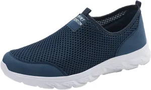 Arch Support Walking Shoes for Men Slip on Lightweight Breathable Fashion Sneaker Soft Flat Soled Elderly Shoes