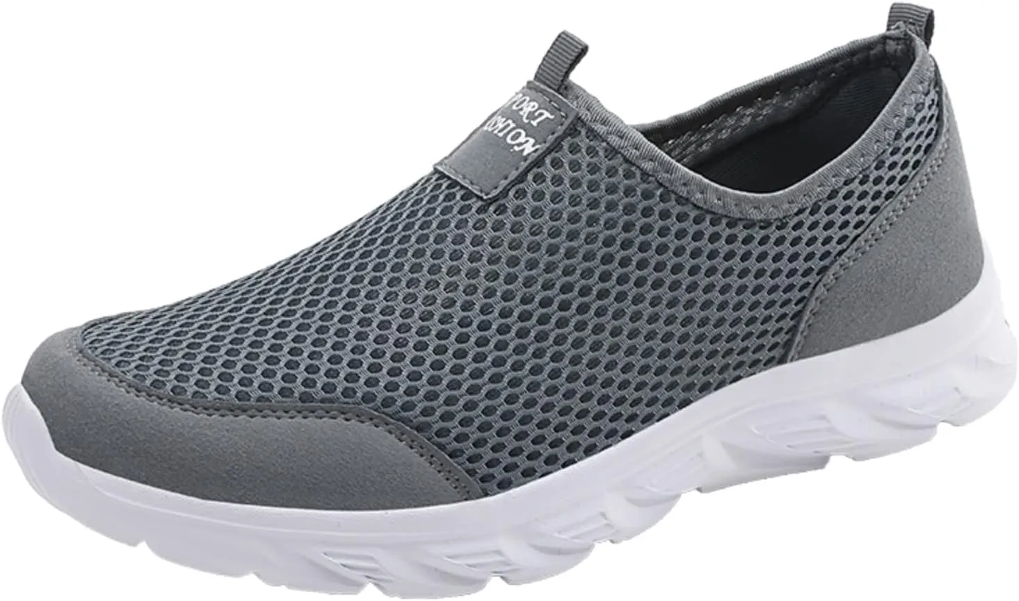 Arch Support Walking Shoes for Men Slip on Lightweight Breathable Fashion Sneaker Soft Flat Soled Elderly Shoes