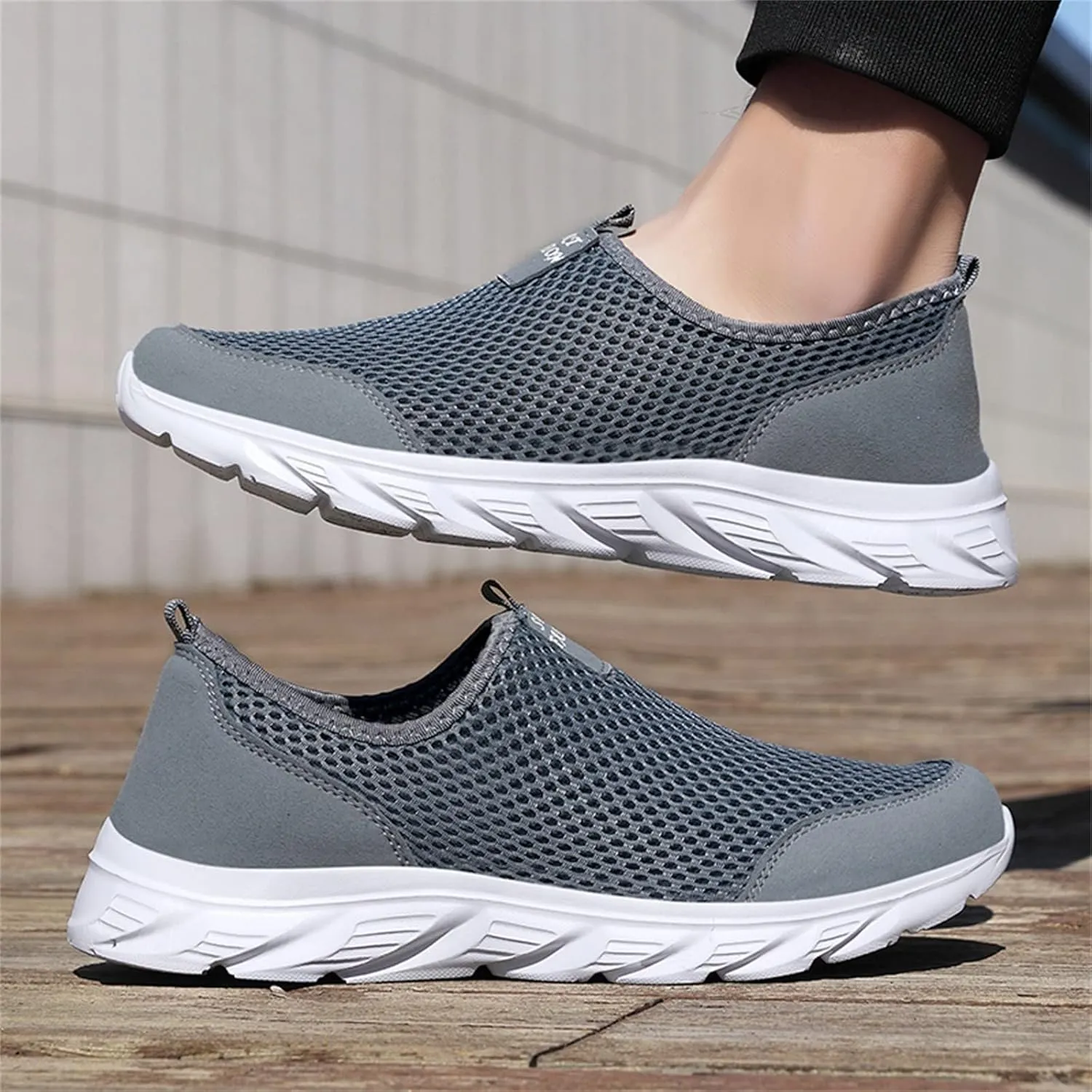 Arch Support Walking Shoes for Men Slip on Lightweight Breathable Fashion Sneaker Soft Flat Soled Elderly Shoes