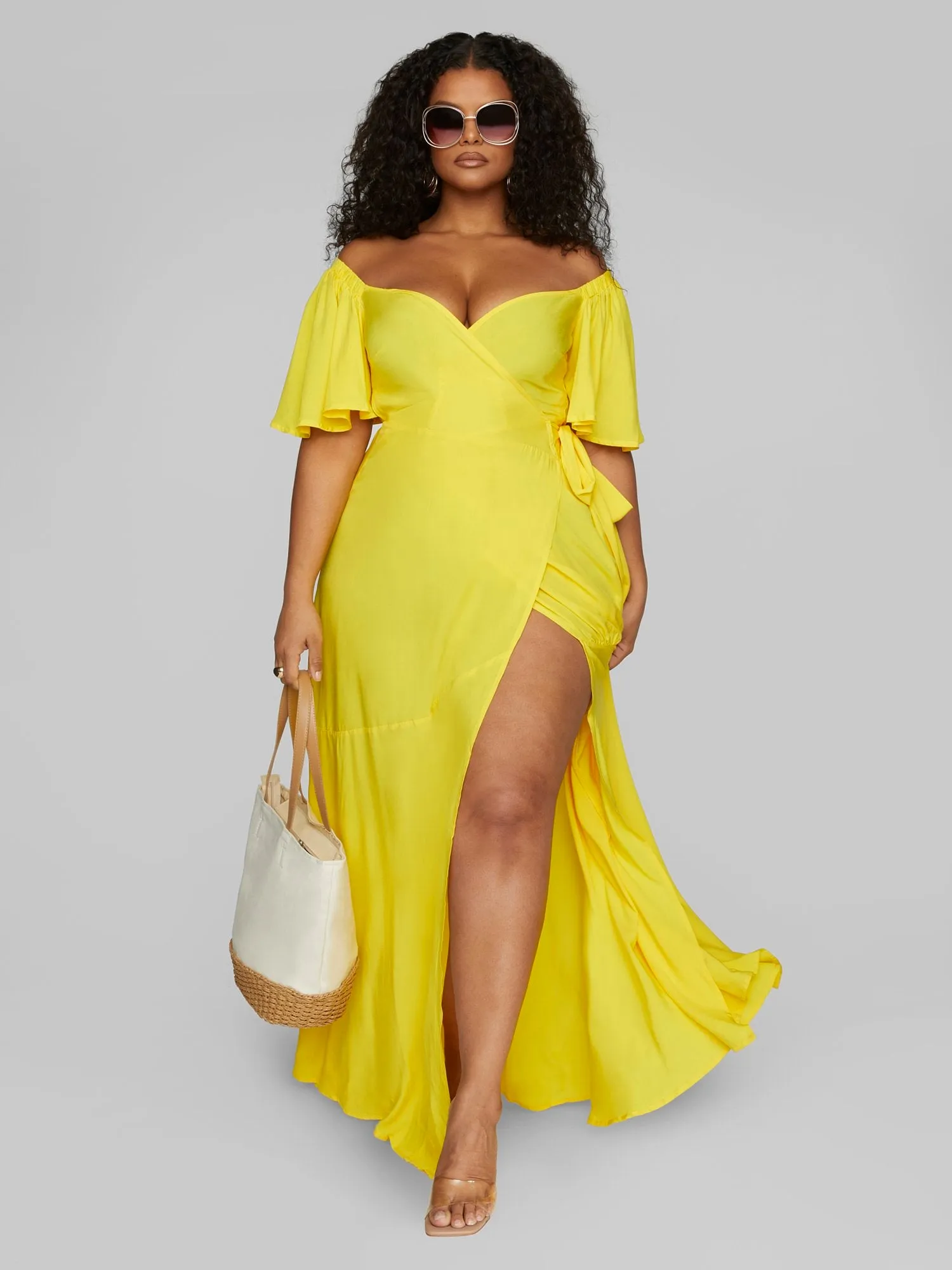 Athena Off The Shoulder Wrap Maxi Dress