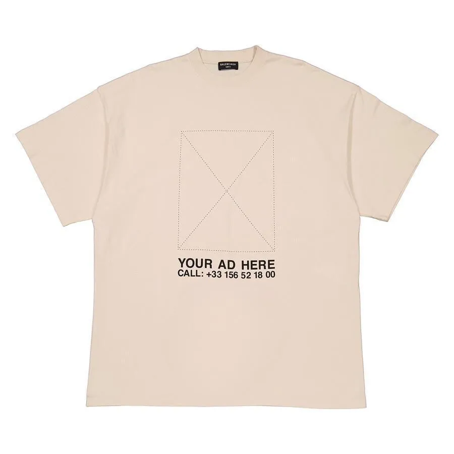 Balenciaga Your Ad Here Chalky White Oversized Logo Cotton T-Shirt