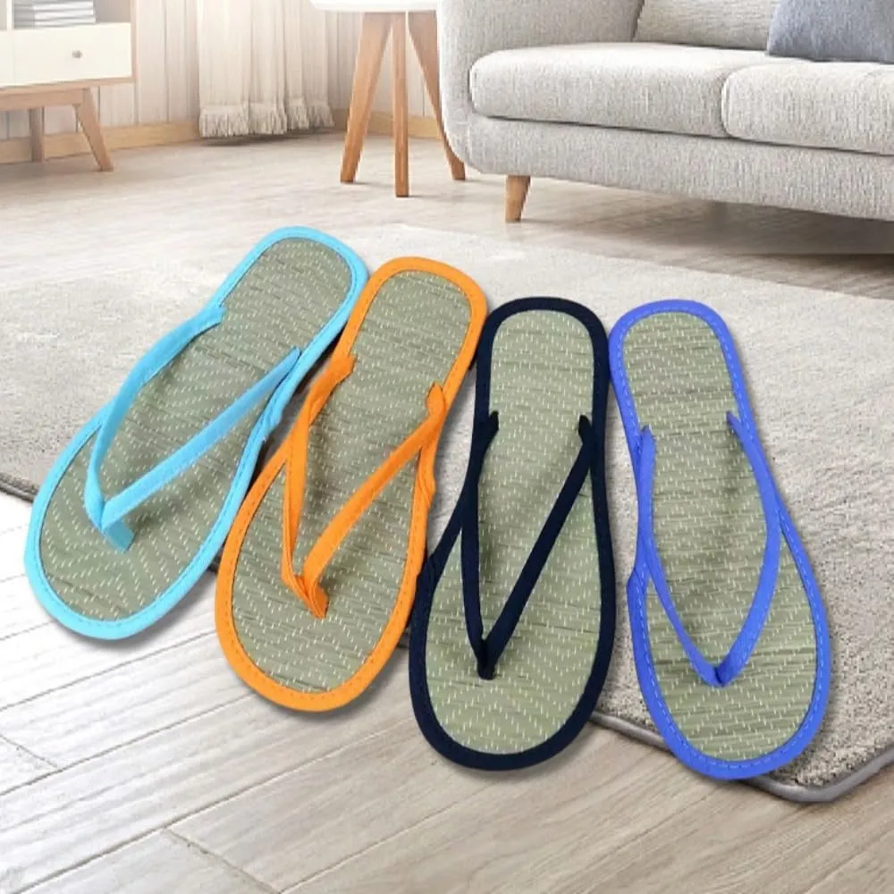 Bamboo Slippers Sandals for Women Tatami Flip Flops Straw Rattan Woven Grass Japanese Slides Non Slip Wooden Zori Beach Travel Hawaiian Summer Indoor House Boho Standing All Day Comfortable Walking