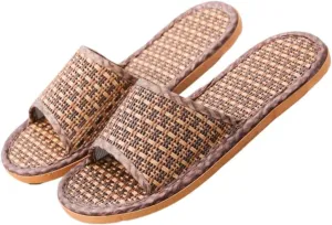 Bamboo Slippers Sandals for Women Tatami Straw Rattan Grass Japanese Slides Non Slip Wooden Zori Beach Travel Hawaiian Summer Indoor House Boho Standing All Day Comfortable Walking Causal Woven