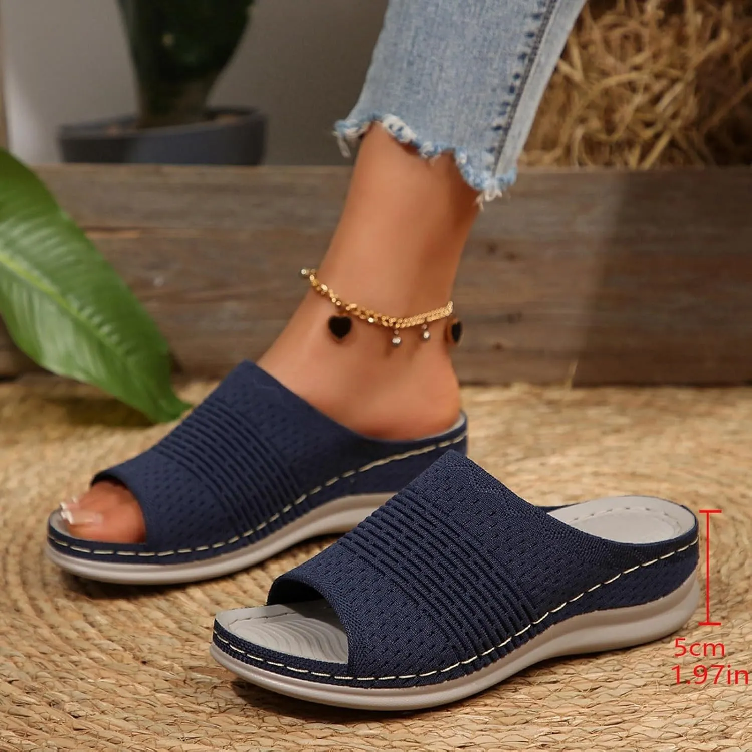 Black Sandals Women Flat Wide Womens Platform Sandals Comfortable Walking Slide Soft Casual Dressy Wedge Slippers