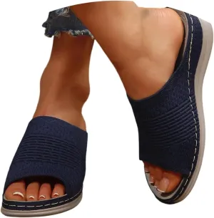 Black Sandals Women Flat Wide Womens Platform Sandals Comfortable Walking Slide Soft Casual Dressy Wedge Slippers