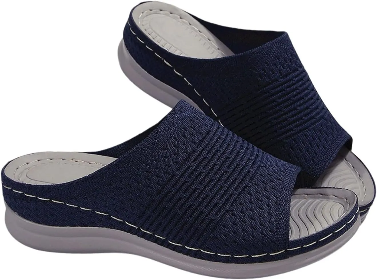 Black Sandals Women Flat Wide Womens Platform Sandals Comfortable Walking Slide Soft Casual Dressy Wedge Slippers