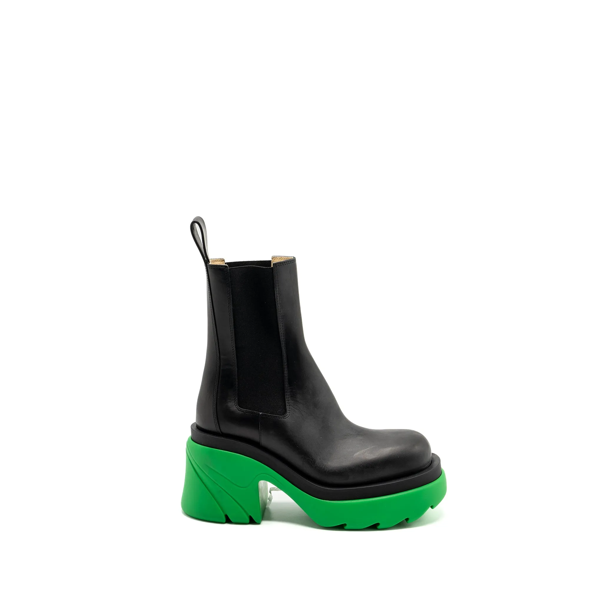 Bottega Veneta Size 36.5 Flash Ankle Boots Military Calfskin Grass Black