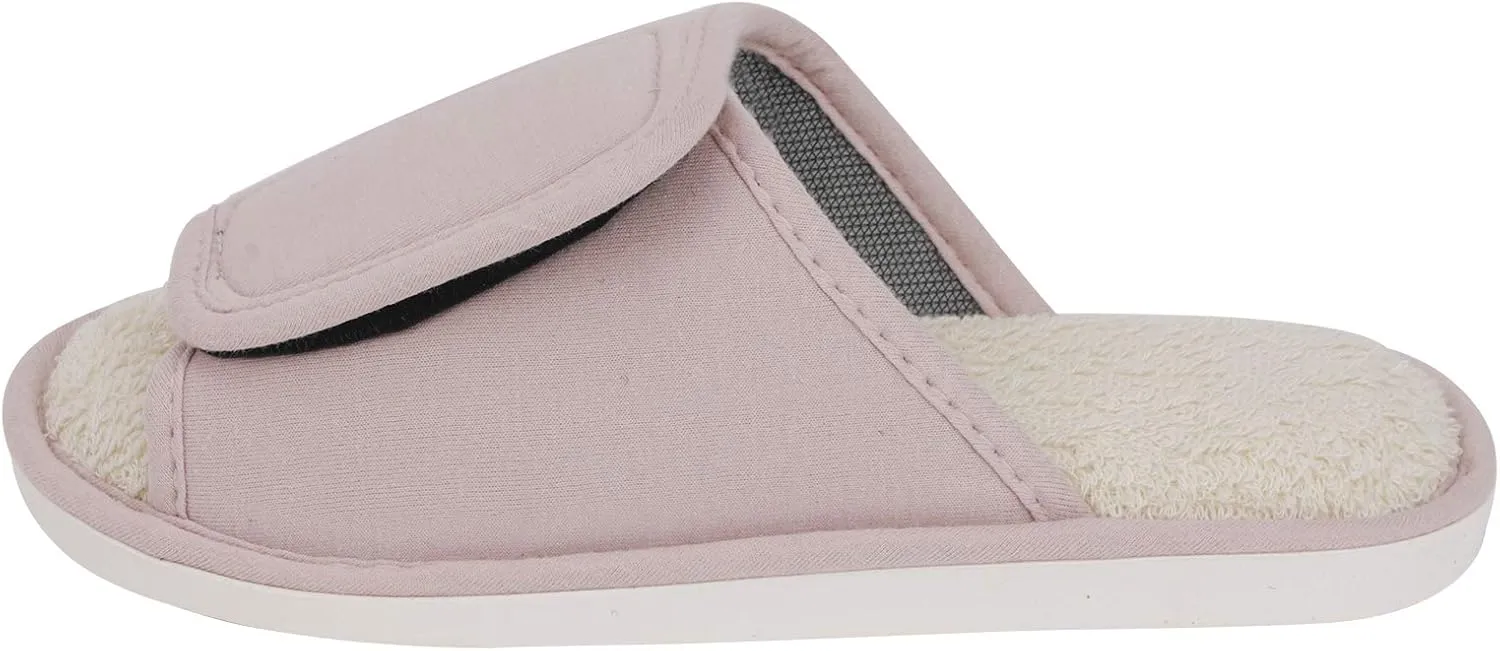 BXT Unisex Diabetic Slippers Open-Toe Arthritis Shoes Adjustable Closure Non-Slip Slide Slippers for Swollen Flat Feet Edema