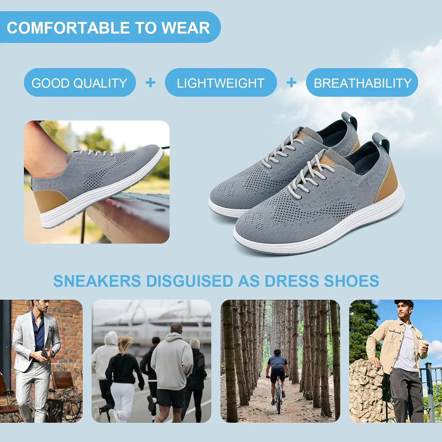 Casual Dress Shoes for Men Business Oxfords Fashion Sneakers Comfortable Loafers Mens Walking Shoes