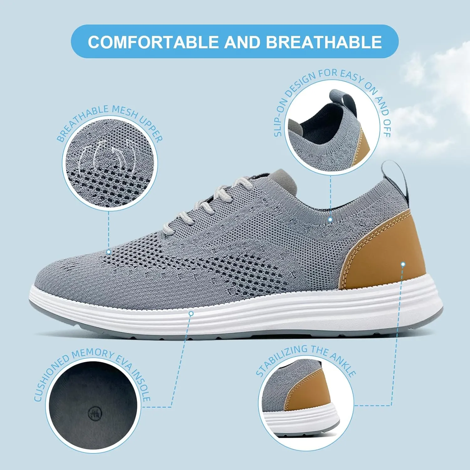 Casual Dress Shoes for Men Business Oxfords Fashion Sneakers Comfortable Loafers Mens Walking Shoes