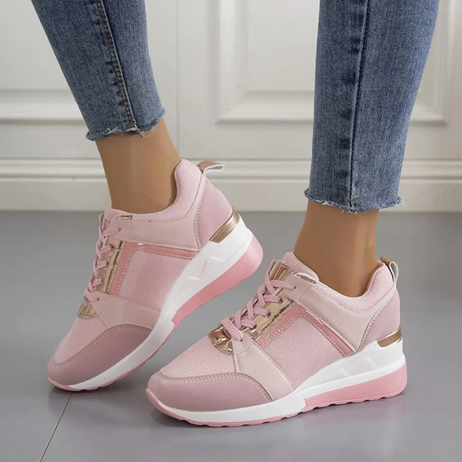 Cathalem Sneakers for Women Slip On Walking Shoes with Arch Support Running Sneakers Non Slip Breathable Tennis Shoes