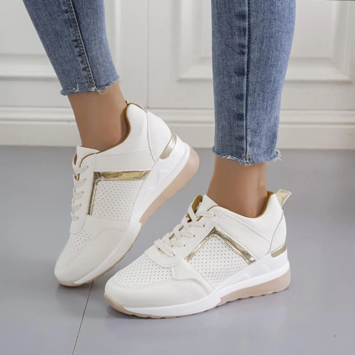 Cathalem Sneakers for Women Slip On Walking Shoes with Arch Support Running Sneakers Non Slip Breathable Tennis Shoes