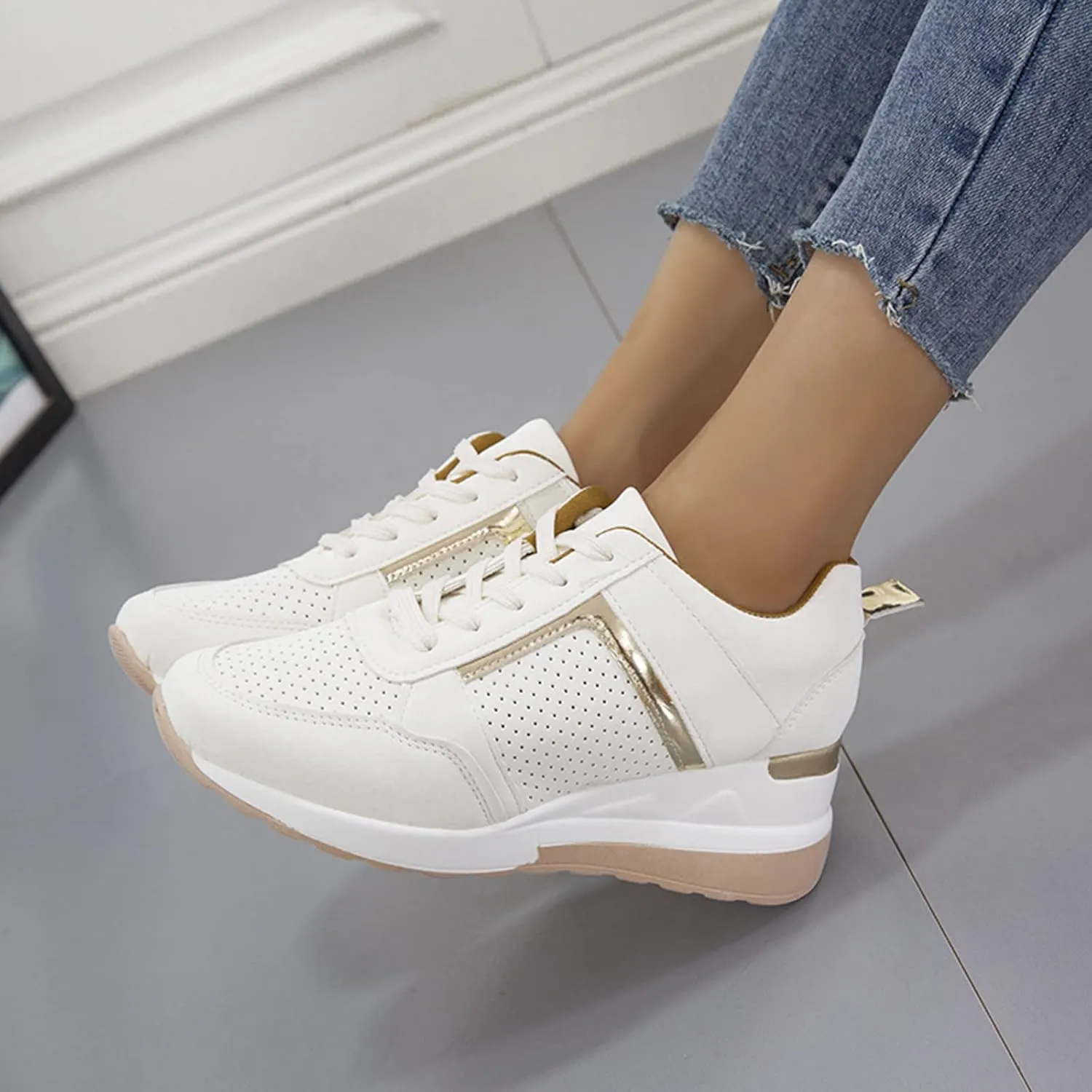 Cathalem Sneakers for Women Slip On Walking Shoes with Arch Support Running Sneakers Non Slip Breathable Tennis Shoes