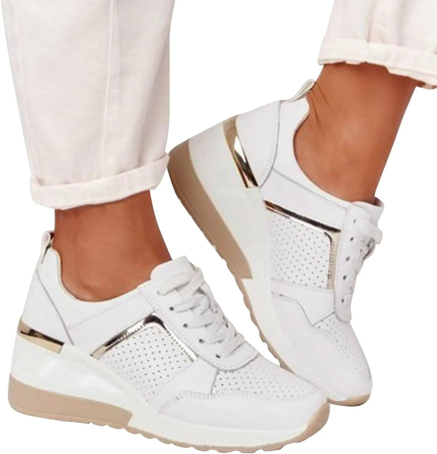 Cathalem Sneakers for Women Slip On Walking Shoes with Arch Support Running Sneakers Non Slip Breathable Tennis Shoes
