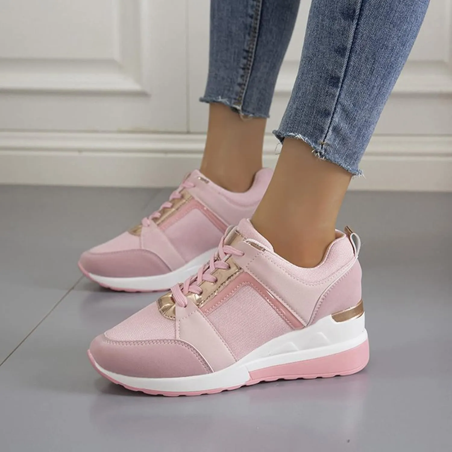 Cathalem Sneakers for Women Slip On Walking Shoes with Arch Support Running Sneakers Non Slip Breathable Tennis Shoes