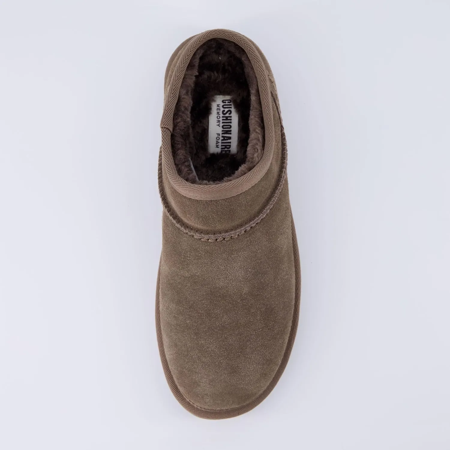 CUSHIONAIRE Women's Hilo 2 Premium Suede Slip-On House Slippers  Clog Slippers for Women, Memory Foam, Faux Shearling, Wide Widths Available