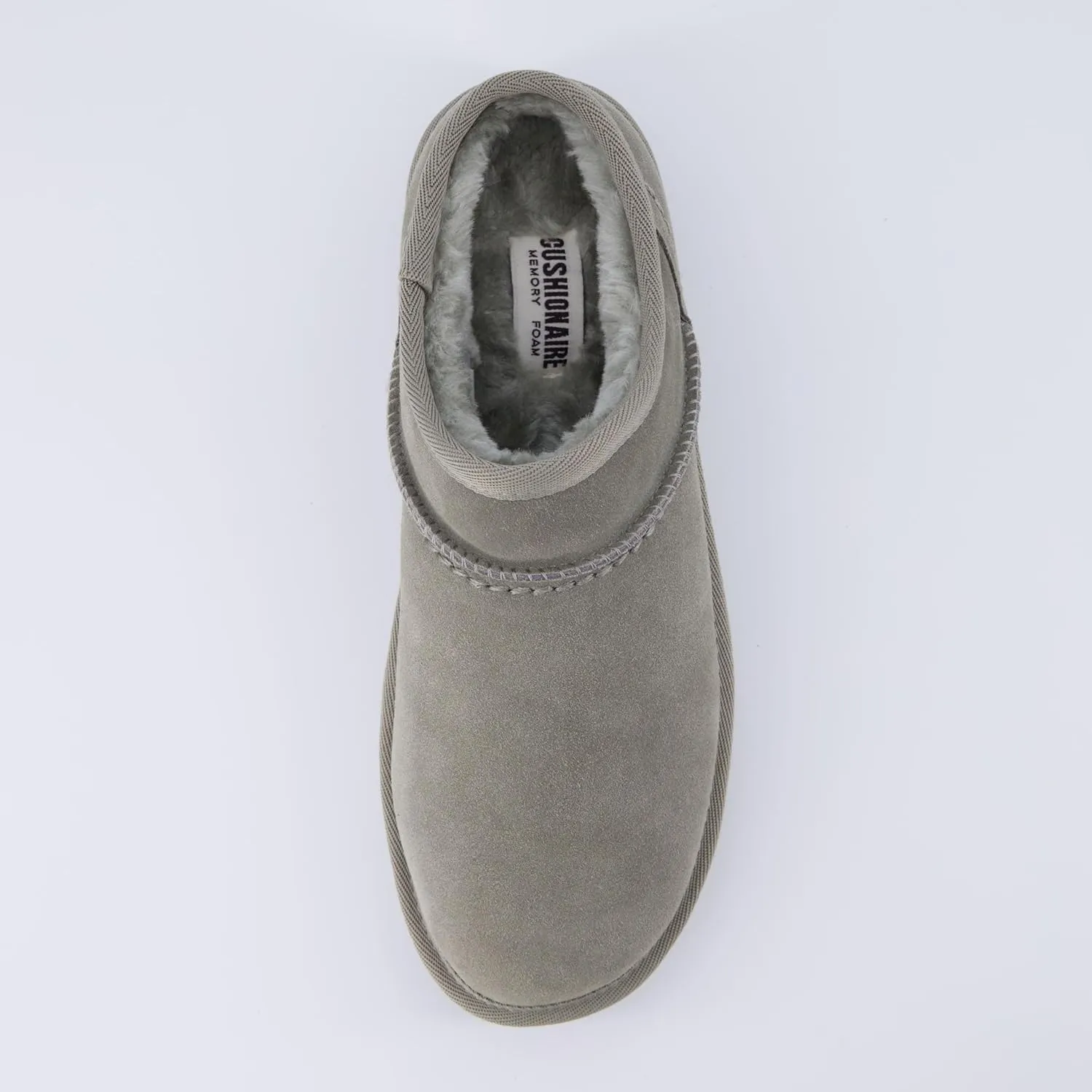 CUSHIONAIRE Women's Hilo 2 Premium Suede Slip-On House Slippers  Clog Slippers for Women, Memory Foam, Faux Shearling, Wide Widths Available
