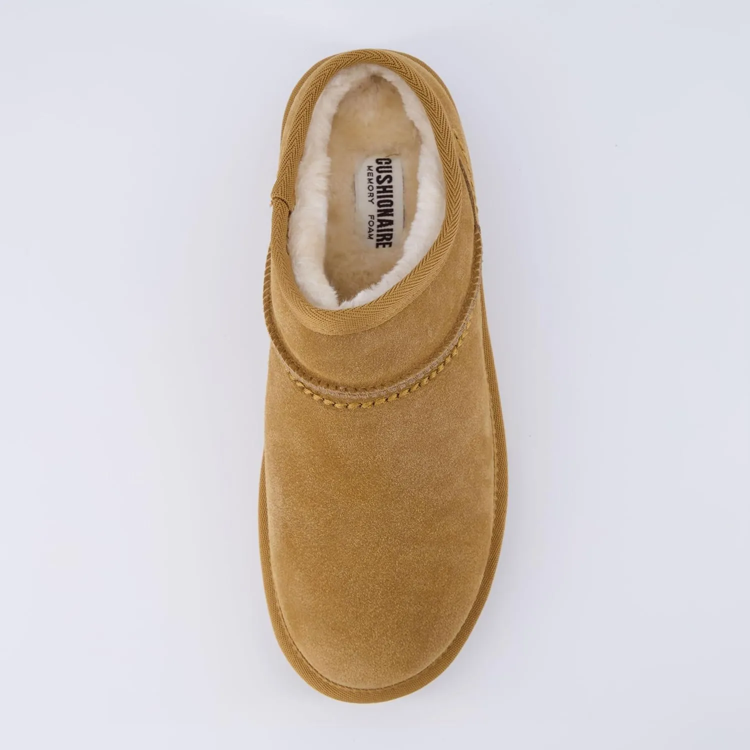 CUSHIONAIRE Women's Hilo 2 Premium Suede Slip-On House Slippers  Clog Slippers for Women, Memory Foam, Faux Shearling, Wide Widths Available