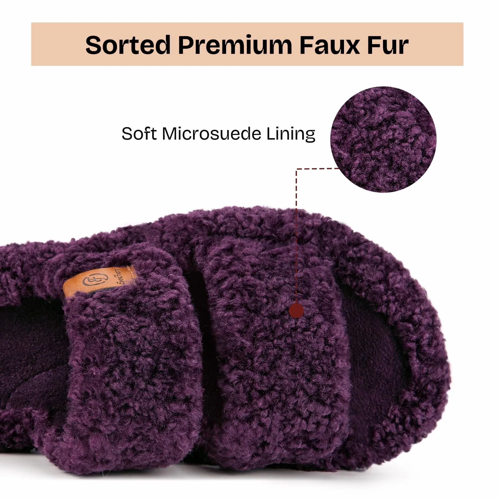 EverFoams Womens Fuzzy Open-toe Slippers Soft Comfy Memory Foam Indoor House Shoes Plum Violet,7-8 US