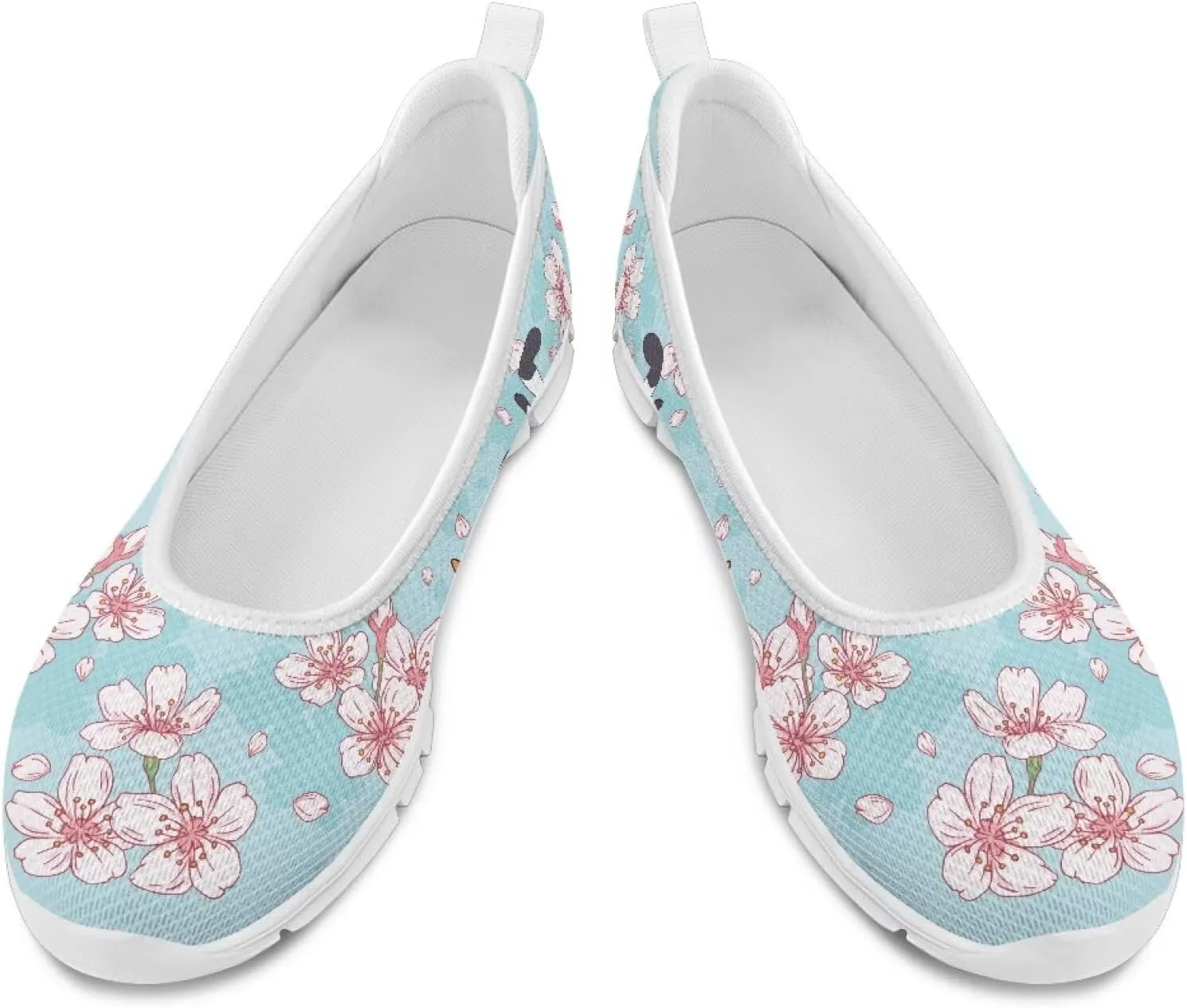 Fashion Sneakers for Women Printing Shoes Lightweight Walking Flying Mesh Casual Slip Ons Comfortable Art Painted Soft Cherry Blossoms ShoesUS Size 6-11