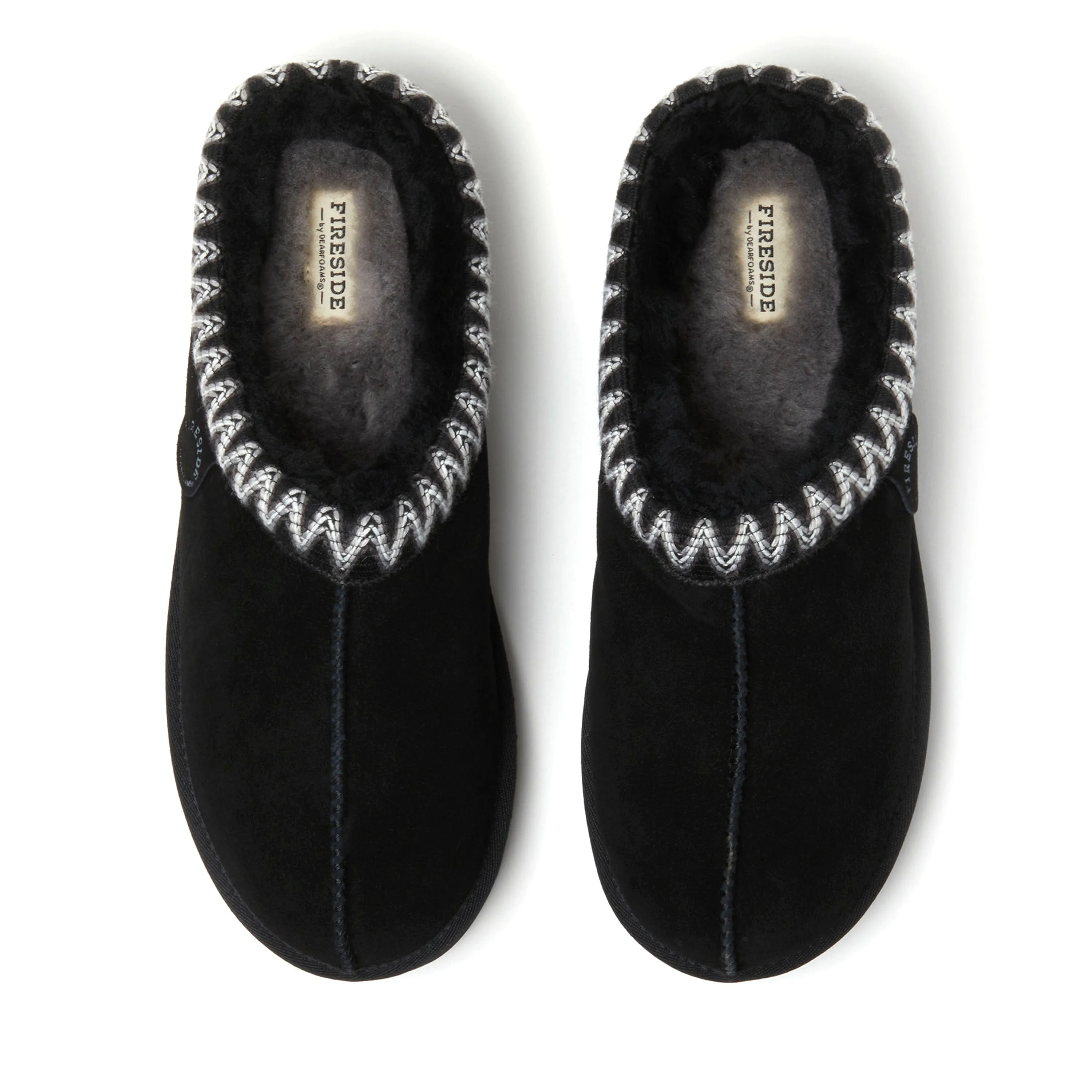 Fireside by Dearfoams Men's Grafton Genuine Shearling Clog Slipper with Taping