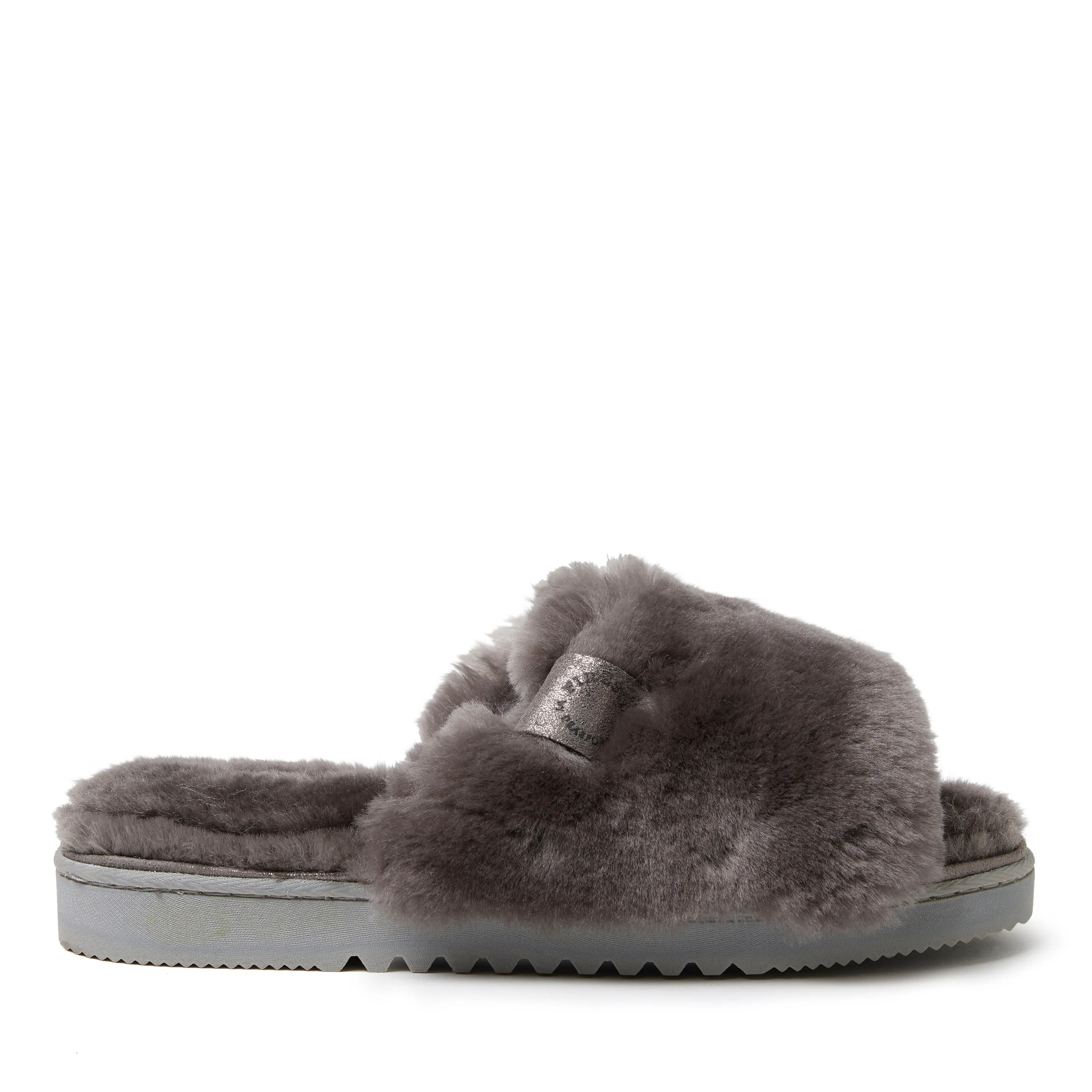 Fireside by Dearfoams Women's Cairns Genuine Shearling Fuzzy Slide Slipper