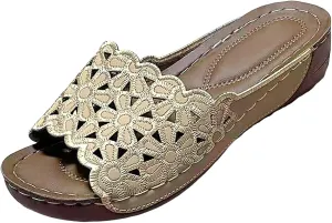 Flower Sandals for Women Arch Support Slides Comfortable Orthopedic Platform Sandals, Open Toe Fish Mouth Hollow Out Breathable Flats Summer Slip On Walking Shoes Slippers All Day Comfort