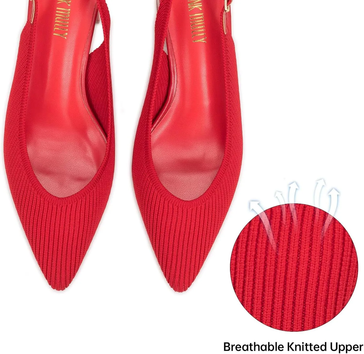 Frank Mully Women's Slingback Heels Pointed Toe Work Pumps Comfortable Chunky Pumps Closed Toe Stylish Dressy Shoes