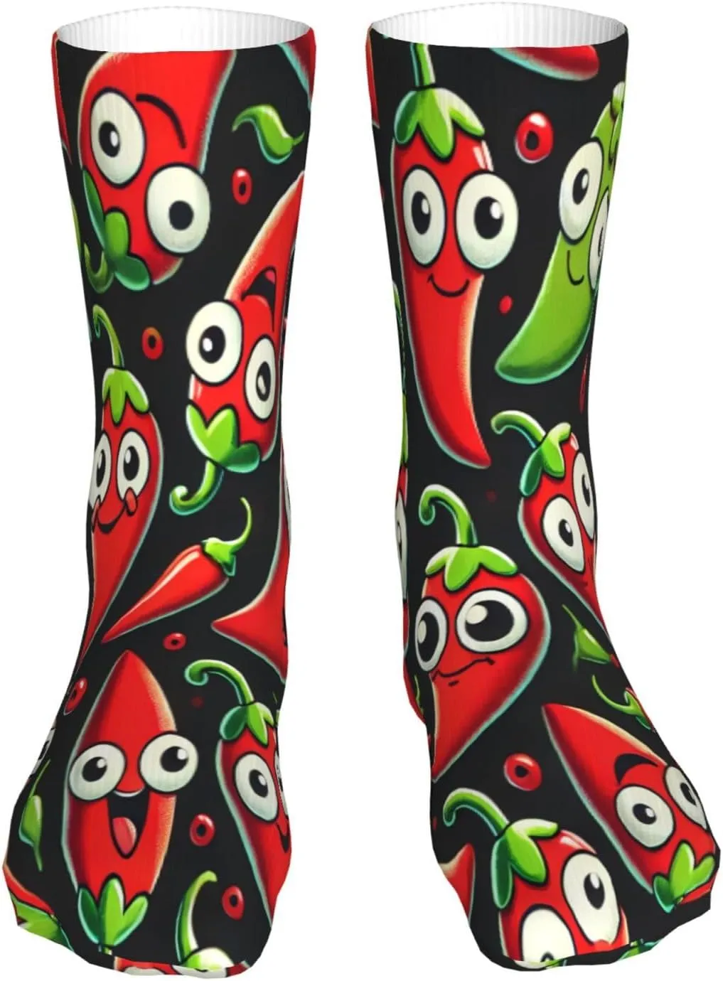 Funny Novelty Cotton Crew Socks Chili Cheer Red Peppers Vegan Soft Ankle Athletic Socks