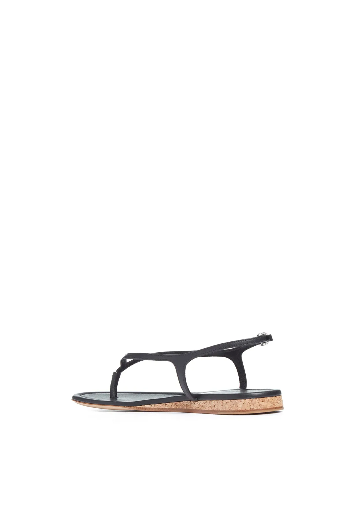 Gia Flat Sandal in Black Nappa Leather