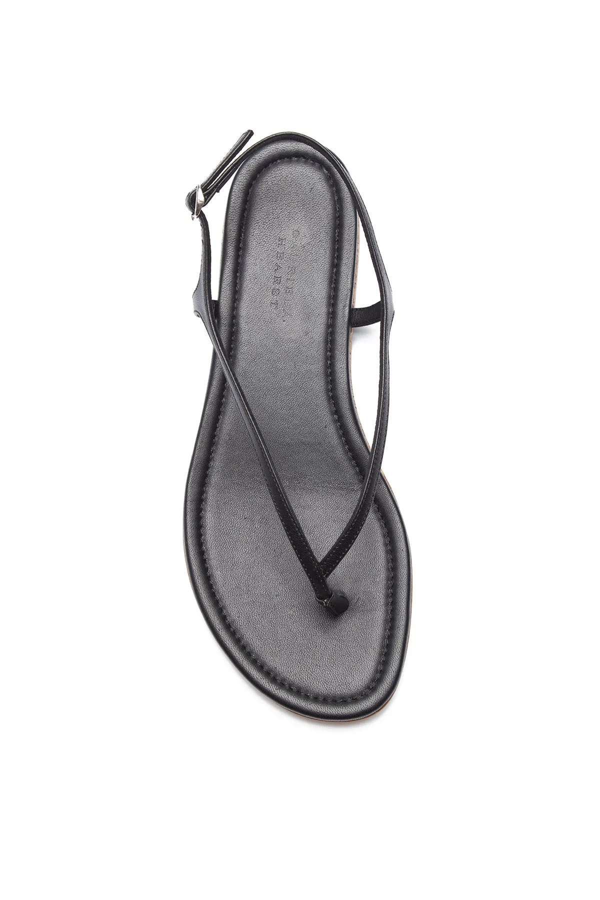 Gia Flat Sandal in Black Nappa Leather