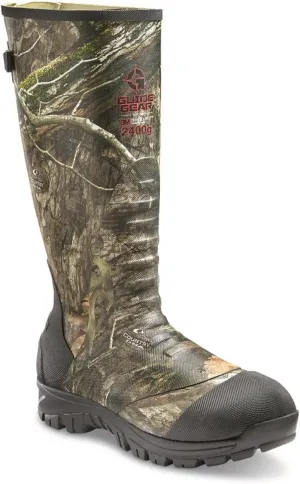 Guide Gear Mens Ankle Fit Hunting Boots, Insulated Waterproof Rubber Rain Shoes, 2400-gram Mossy Oak Country DNA 8D (Medium)