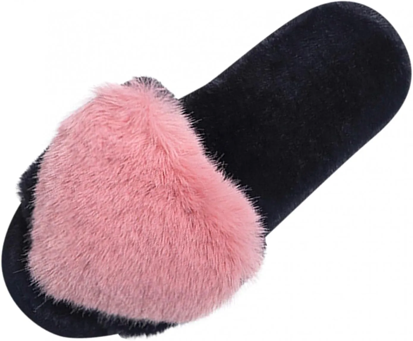 Hbeylia Slippers For Women Fashion Soft Cozy Heart Plush Fur Fuzzy House Slippers Shoes Breathable Lightweight Non Slip Memory Foam Open Toe Slip On Flats Casual Dress Slides For Indoor Outdoor