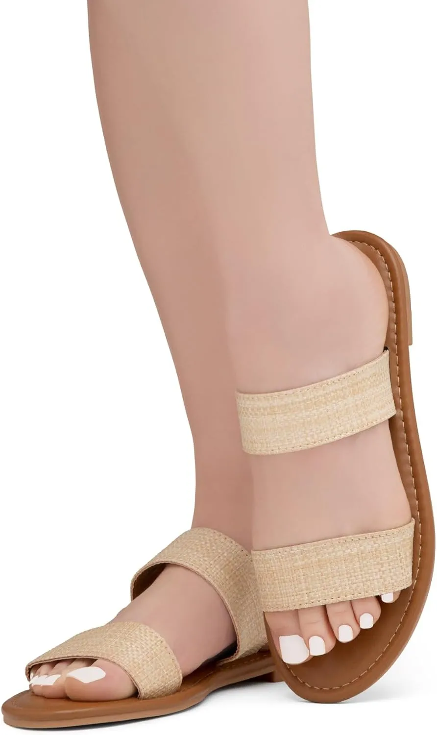 Herstyle Womens Flat Sandals  Two Strap Comfortable Slides with Memory Foam, Trendy 2025 Summer Sandals, Lightweight Slip-On Open Toe Dressy & Casual Slippers for Women