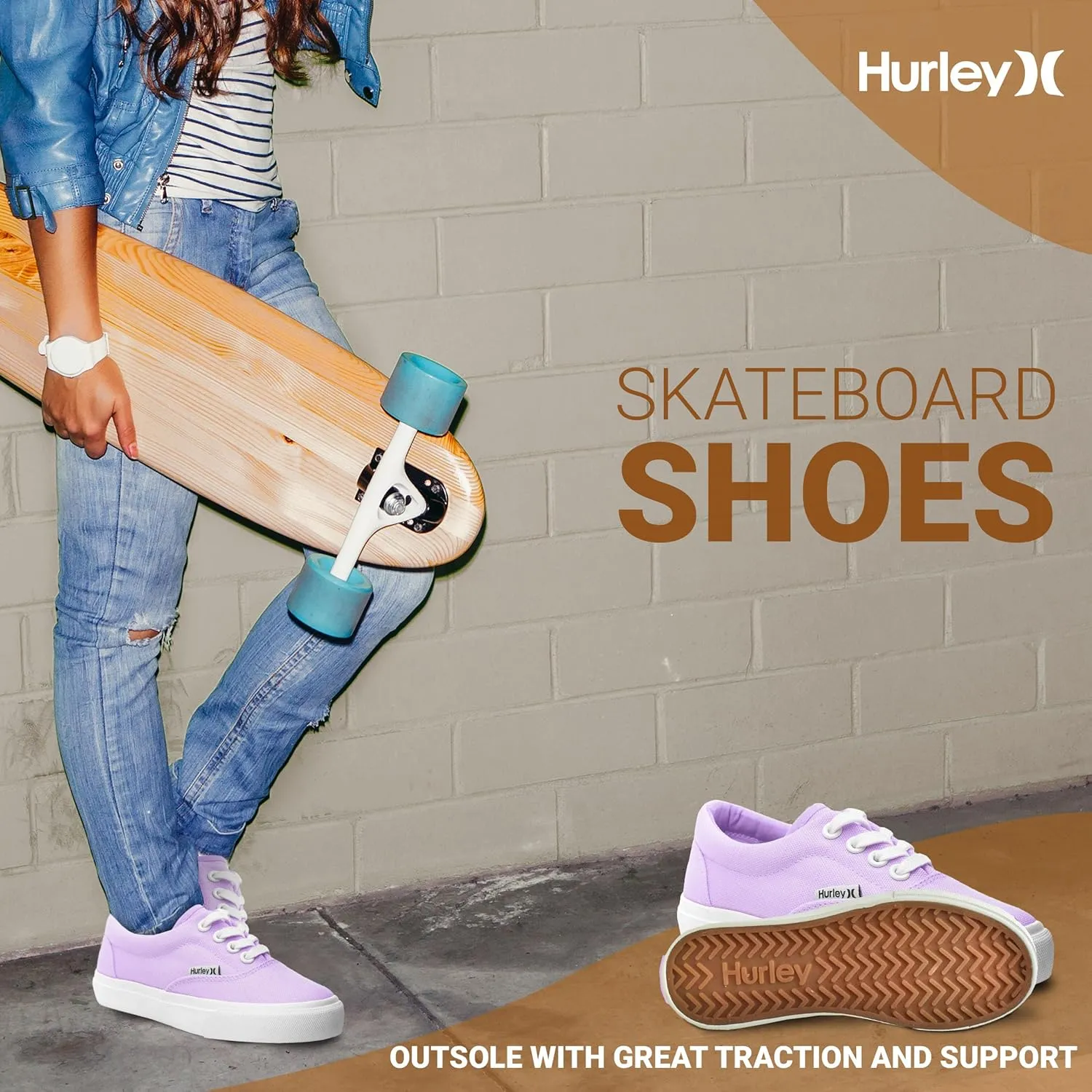 Hurley Marley Kids Lace Up Canvas Sneakers  Low Cut Skateboarding Shoes for Kids, Sports Shoes for Boys and Girls