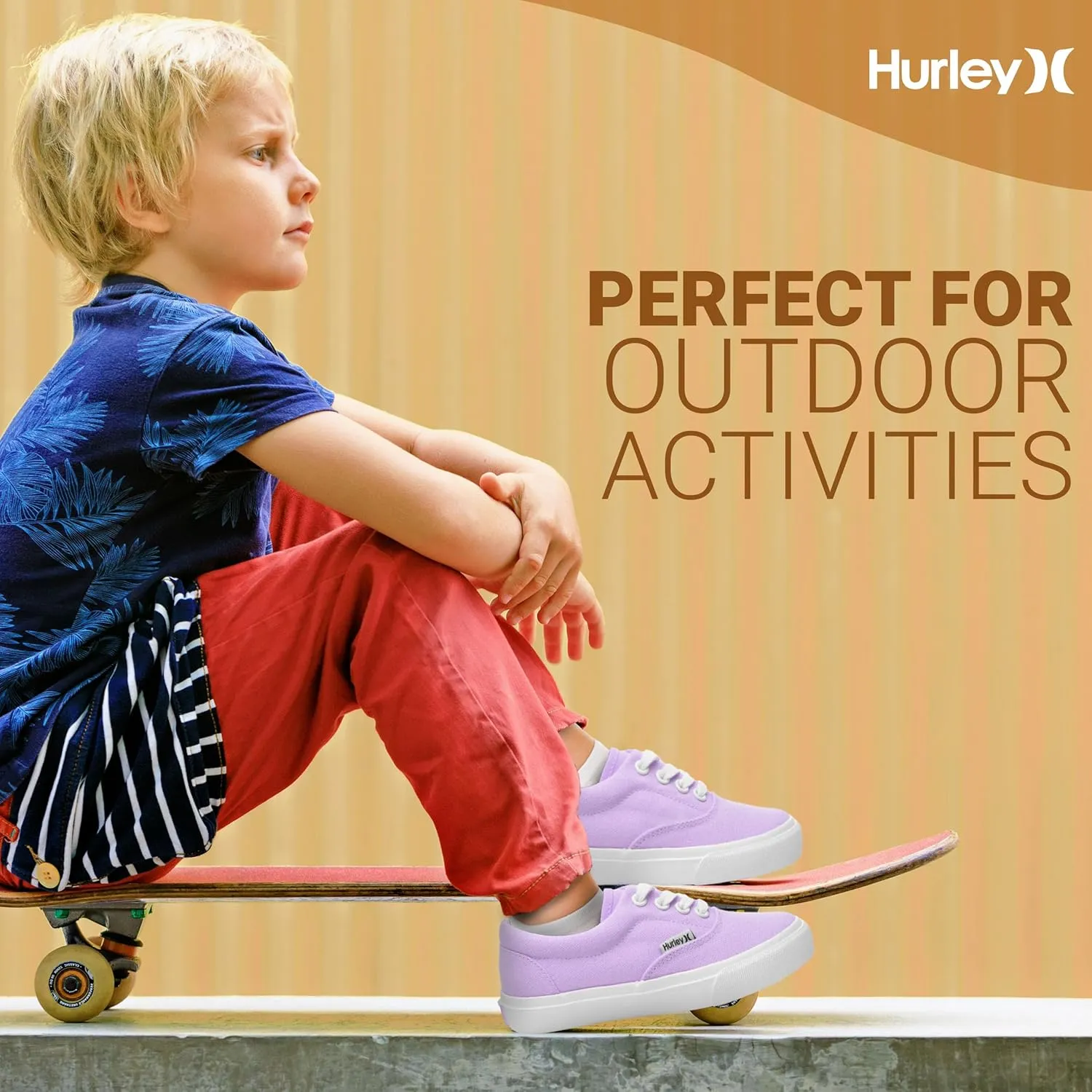 Hurley Marley Kids Lace Up Canvas Sneakers  Low Cut Skateboarding Shoes for Kids, Sports Shoes for Boys and Girls