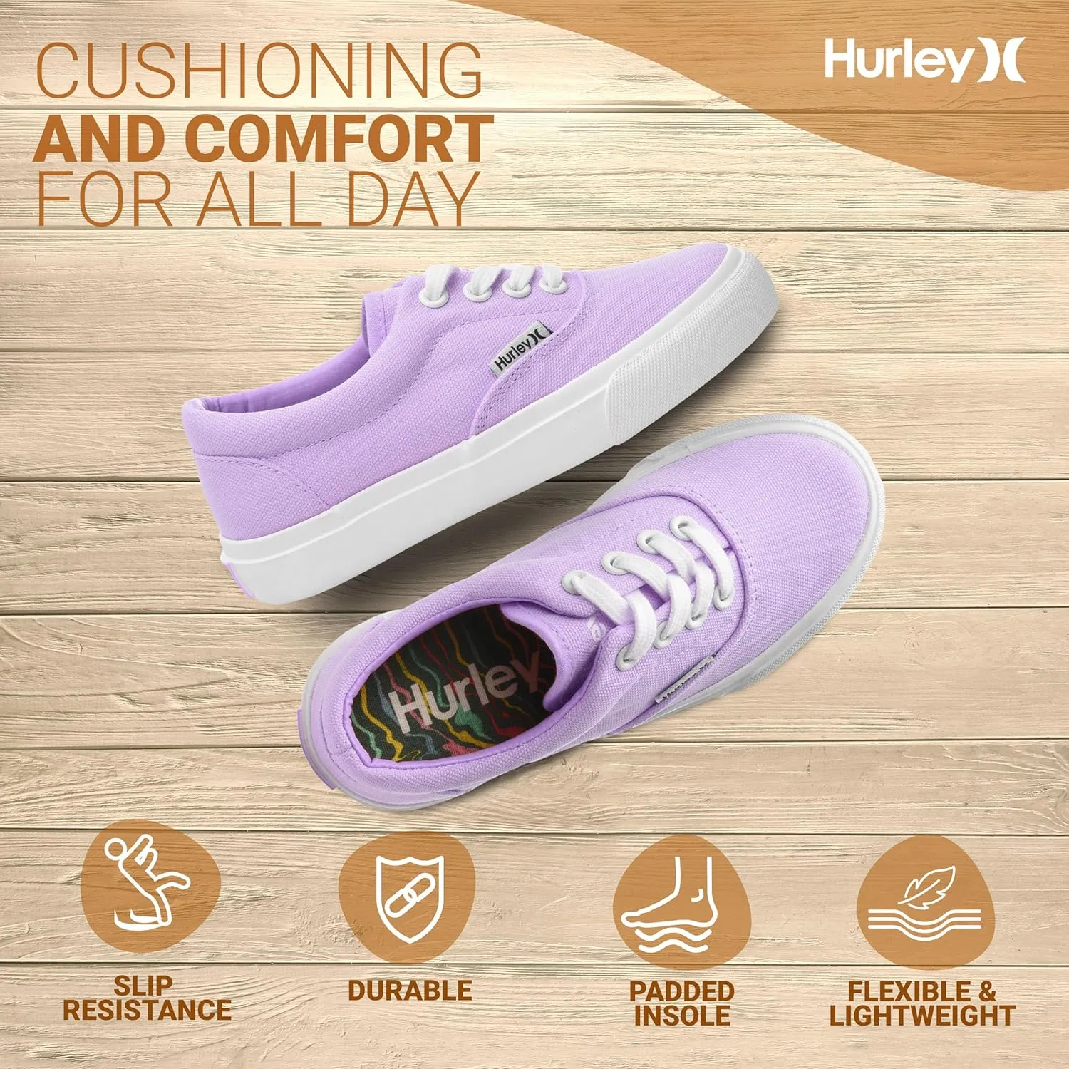 Hurley Marley Kids Lace Up Canvas Sneakers  Low Cut Skateboarding Shoes for Kids, Sports Shoes for Boys and Girls