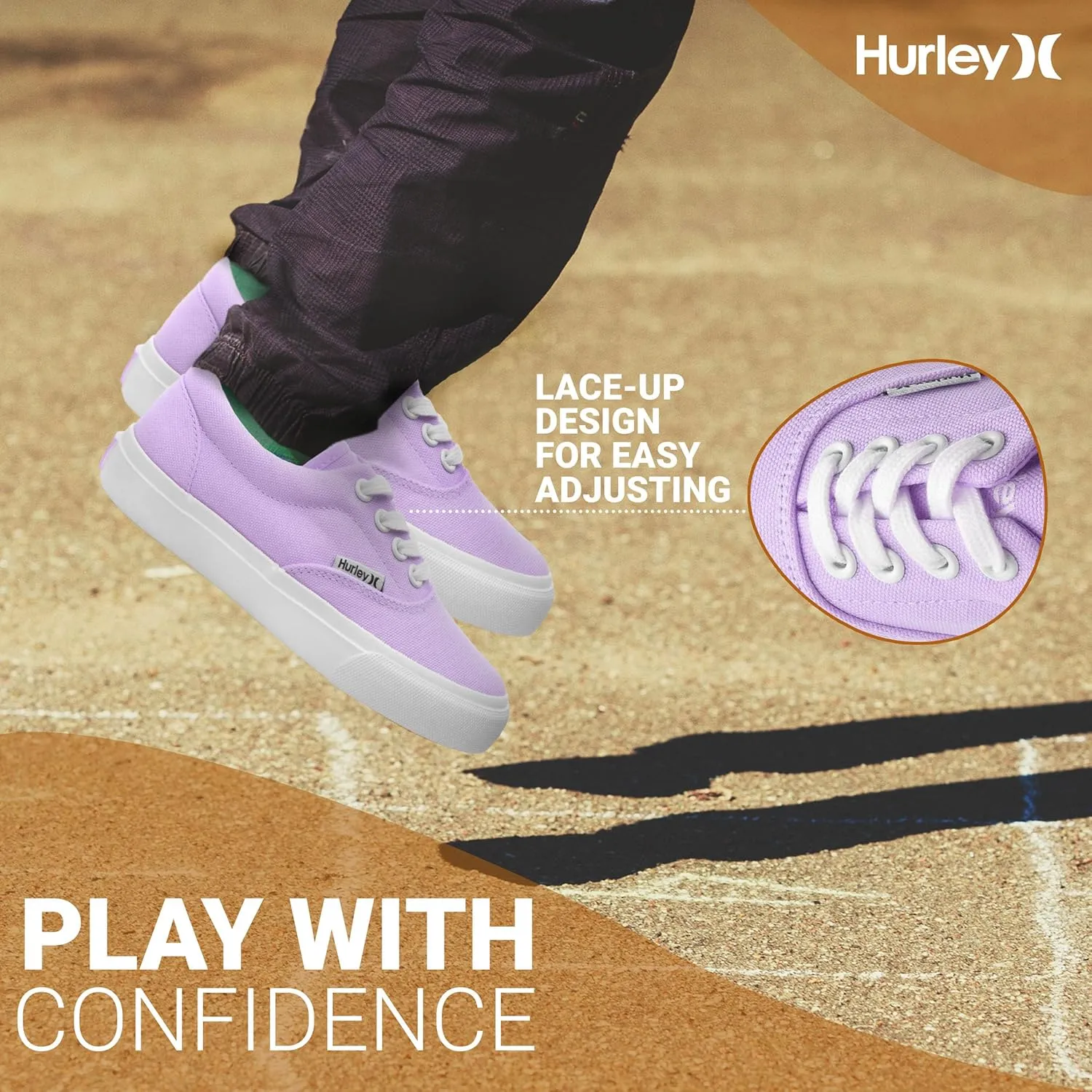 Hurley Marley Kids Lace Up Canvas Sneakers  Low Cut Skateboarding Shoes for Kids, Sports Shoes for Boys and Girls