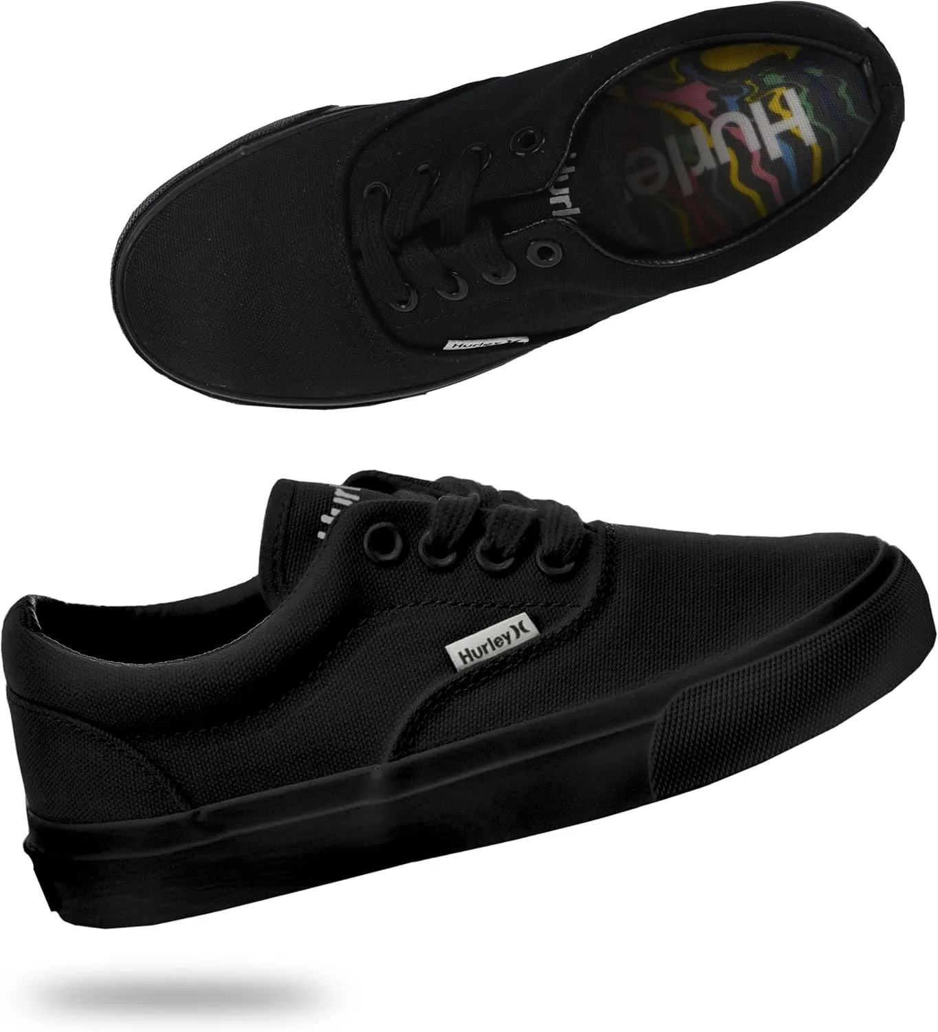 Hurley Marley Kids Lace Up Canvas Sneakers  Low Cut Skateboarding Shoes for Kids, Sports Shoes for Boys and Girls