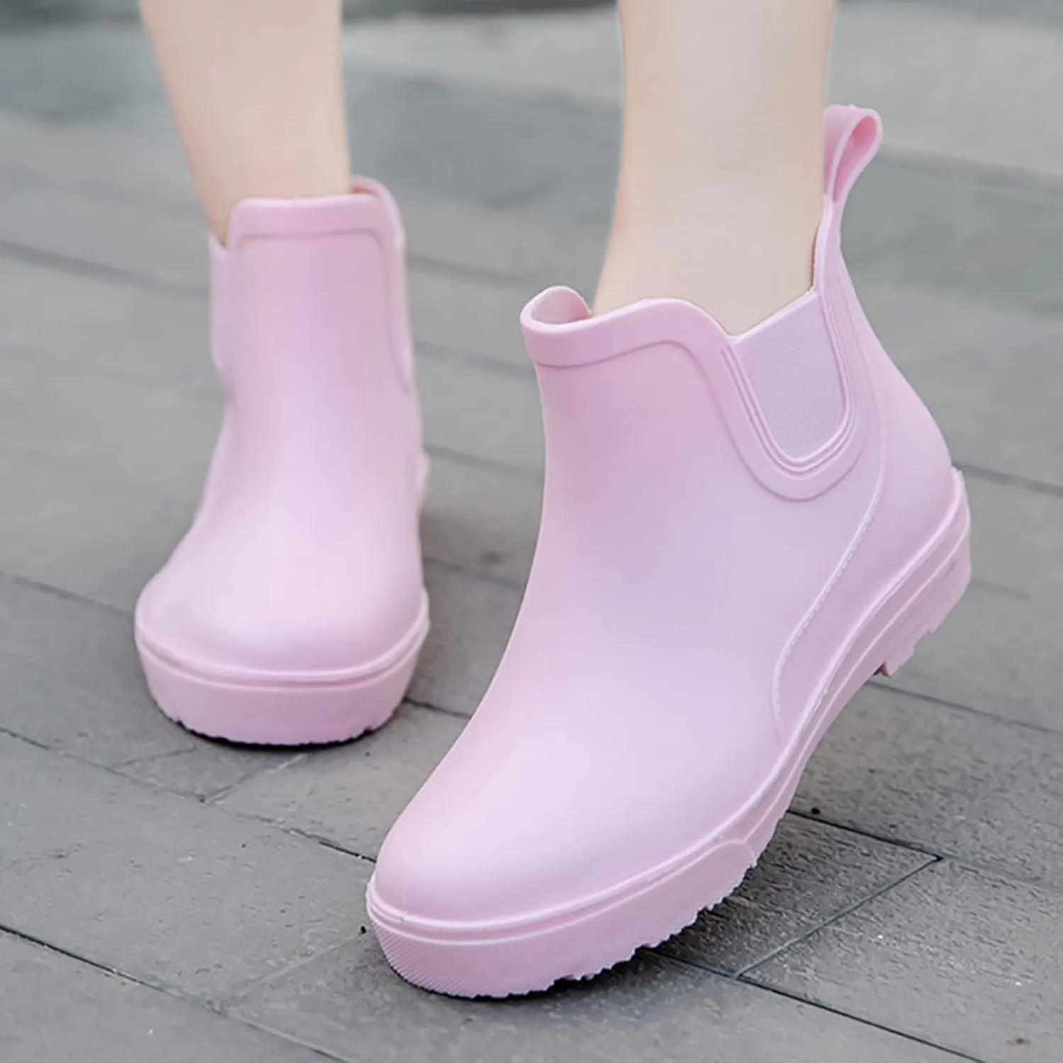 IWIHMIV Rubber Rain Boots Women Ankle Rain Boots for Women Comfort Waterproof Rain Boots Short Rainboots Shoes Lightweight Outdoor Boots