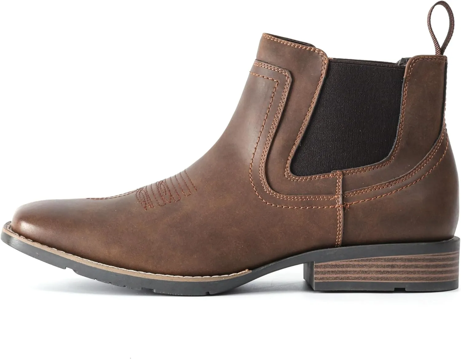 IXU Cowboy Boots For Men Square Toe Ankle Boots Western Chelsea Boot Casual Dress Slip On Men Shoes