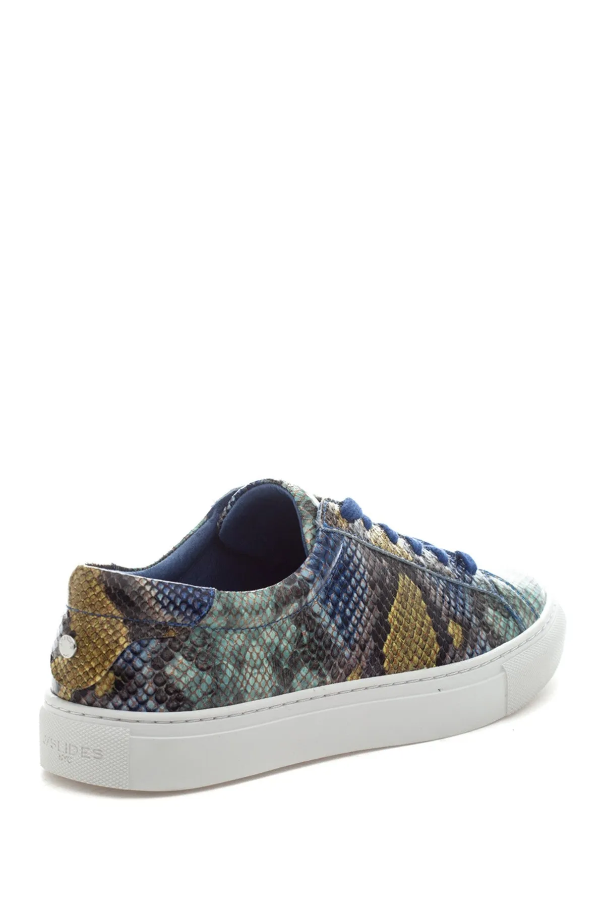 JSlides Women's LUCKI Lace-up Round toe Platform Sneaker, BLUE MULTI EMB