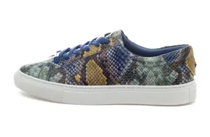 JSlides Women's LUCKI Lace-up Round toe Platform Sneaker, BLUE MULTI EMB