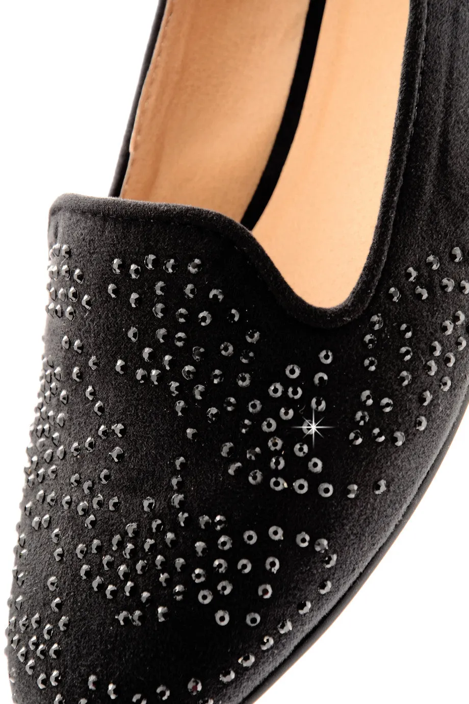 Stylish Black Rhinestone Loafers by KENDRA for Women